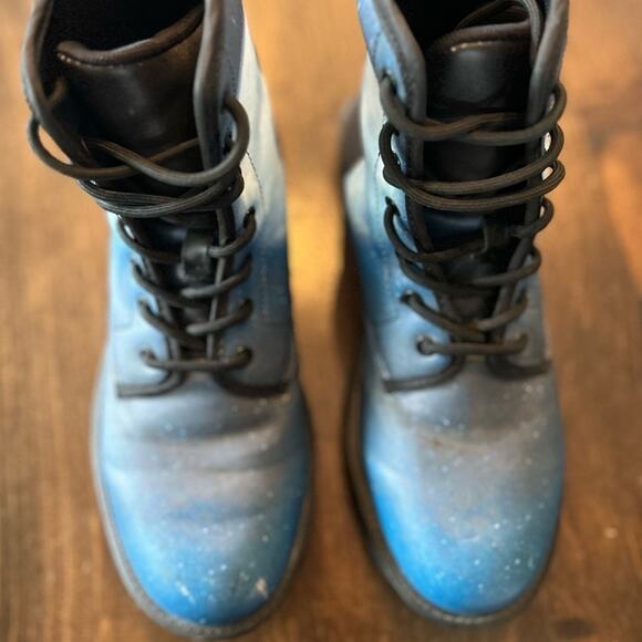 lace-up blue & black combat boots - Picture 3 of 10